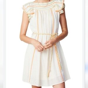 Anthropologie Current Air Women Boatneck flutter Ruffle Sleeve Dress sz M